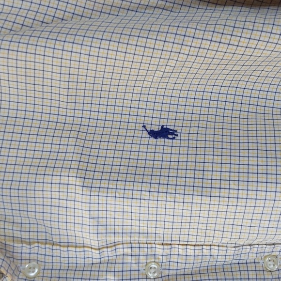 Ralph Lauren Classic Fit Pale Yellow / Blue Checked Dress Shirt Preppy Sz.2X - Picture 2 of 5
